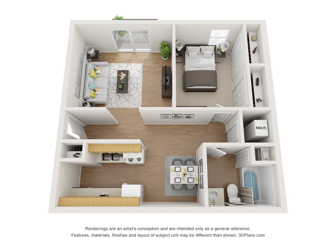 1 Bedroom Traditional Floor Plan